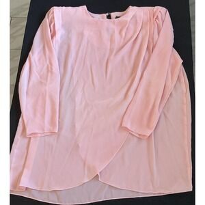 Jamie Shirt Womens 2XL Pink Chiffon Sheer Long Sleeve Draped Tulip Hem Blouse